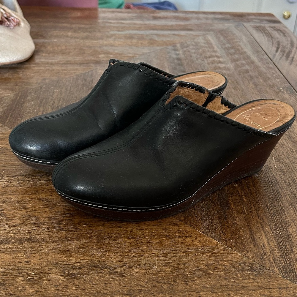 Jack Rogers Black “Simone” Wedge Slip-On Mules/Clogs, Size 7.5